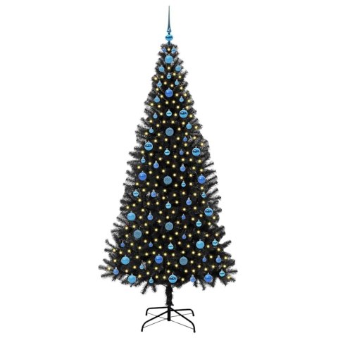 VidaXL Choinka z 300 diodami LED z podstawą Czarny 210 cm PVC