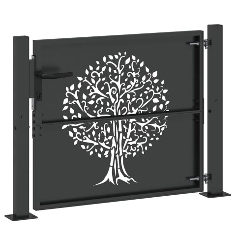 VidaXL Brama ogrodowa Czarny 110 x 105 cm Stal Malowana Proszkowo