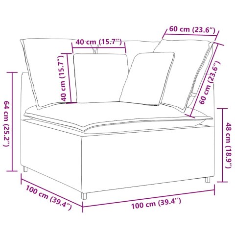 VidaXL Modułowy Narożnik Sofa z Poduszkami Ciemnoszary 100 cm