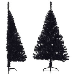 VidaXL Sztuczna choinka połówka ze stojakiem, czarna, 150 cm, PVC
