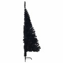 VidaXL Sztuczna choinka połówka ze stojakiem, czarna, 150 cm, PVC