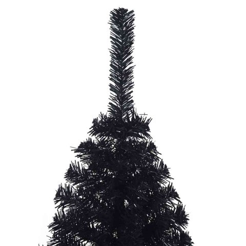 VidaXL Sztuczna choinka połówka ze stojakiem, czarna, 150 cm, PVC