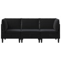 VidaXL Zestaw mebli do salonu z poduszką 3 pcs Czarny Welur