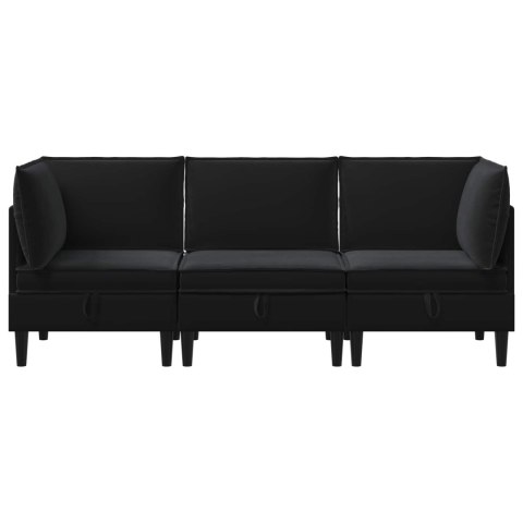VidaXL Zestaw mebli do salonu z poduszką 3 pcs Czarny Welur