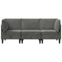 VidaXL Zestaw mebli do salonu z poduszką 3 pcs ciemnoszary Welur