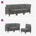 VidaXL Zestaw mebli do salonu z poduszką 3 pcs ciemnoszary Welur