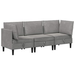 VidaXL Zestaw mebli do salonu z poduszką 3 pcs jasnoszary Welur