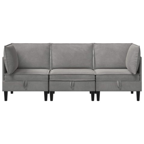 VidaXL Zestaw mebli do salonu z poduszką 3 pcs jasnoszary Welur