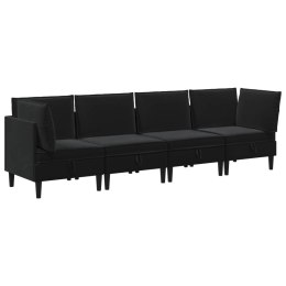VidaXL Zestaw mebli do salonu z poduszką 4 pcs Czarny Welur