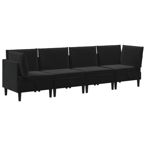 VidaXL Zestaw mebli do salonu z poduszką 4 pcs Czarny Welur