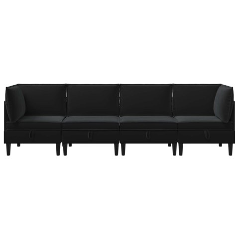 VidaXL Zestaw mebli do salonu z poduszką 4 pcs Czarny Welur
