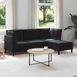 VidaXL Zestaw mebli do salonu z poduszką 4 pcs Czarny Welur