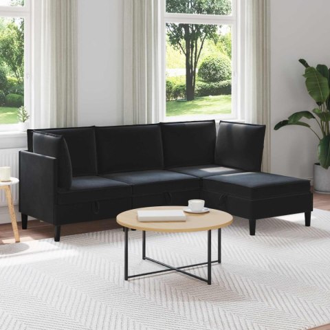 VidaXL Zestaw mebli do salonu z poduszką 4 pcs Czarny Welur