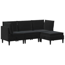 VidaXL Zestaw mebli do salonu z poduszką 4 pcs Czarny Welur