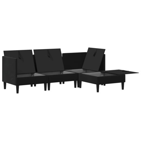 VidaXL Zestaw mebli do salonu z poduszką 4 pcs Czarny Welur