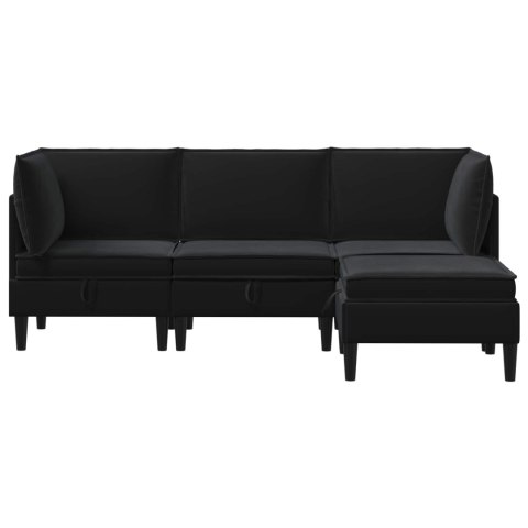 VidaXL Zestaw mebli do salonu z poduszką 4 pcs Czarny Welur