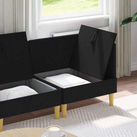 MODULARNY ZESTAW SOFY Z PRZECHOWALNIĄ 4 SZT. CZARNY TKANINA