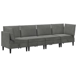 VidaXL Zestaw mebli do salonu z poduszką 4 pcs ciemnoszary Welur