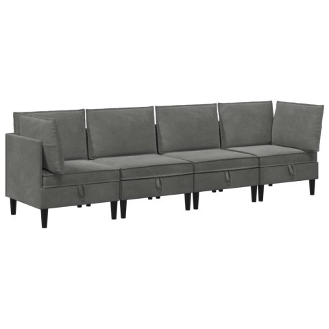 VidaXL Zestaw mebli do salonu z poduszką 4 pcs ciemnoszary Welur