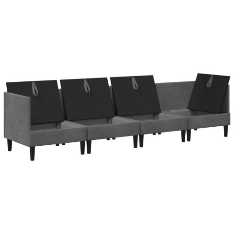 VidaXL Zestaw mebli do salonu z poduszką 4 pcs ciemnoszary Welur