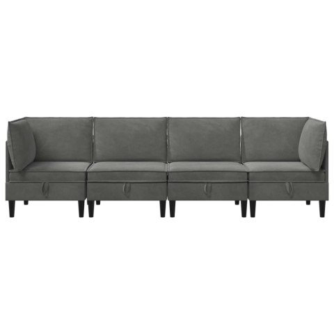 VidaXL Zestaw mebli do salonu z poduszką 4 pcs ciemnoszary Welur