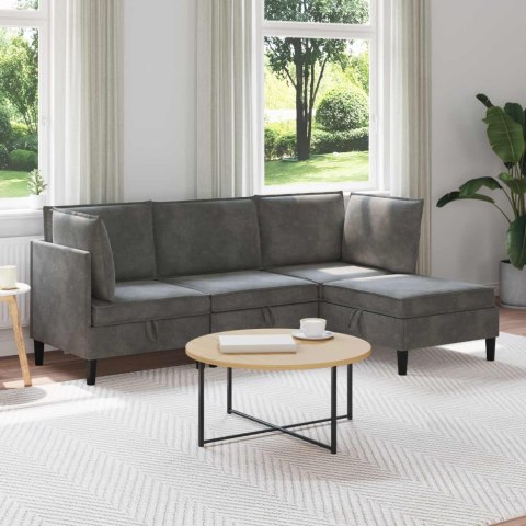 VidaXL Zestaw mebli do salonu z poduszką 4 pcs ciemnoszary Welur
