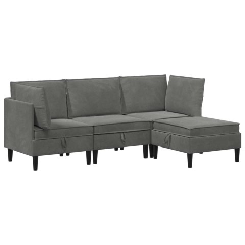 VidaXL Zestaw mebli do salonu z poduszką 4 pcs ciemnoszary Welur