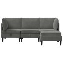 VidaXL Zestaw mebli do salonu z poduszką 4 pcs ciemnoszary Welur