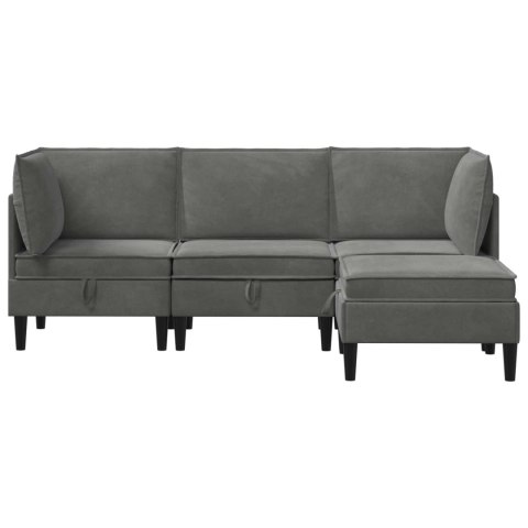 VidaXL Zestaw mebli do salonu z poduszką 4 pcs ciemnoszary Welur