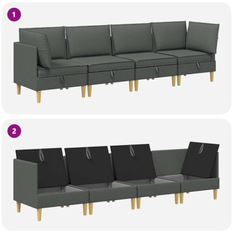 VidaXL Zestaw mebli do salonu z poduszką 4 pcs ciemnoszary tkanina