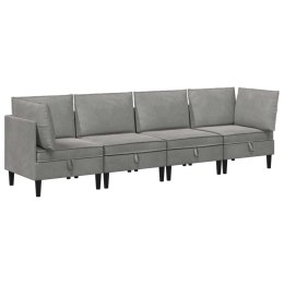 VidaXL Zestaw mebli do salonu z poduszką 4 pcs jasnoszary Welur