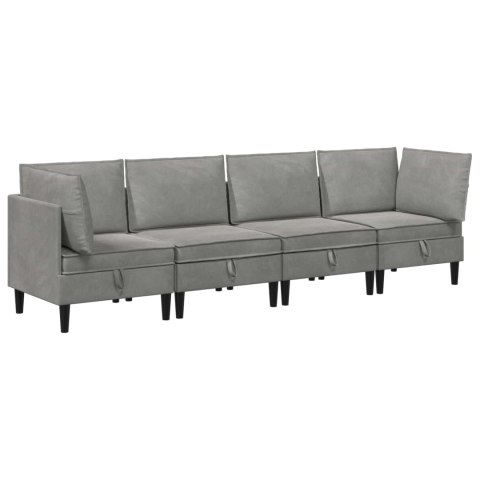 VidaXL Zestaw mebli do salonu z poduszką 4 pcs jasnoszary Welur