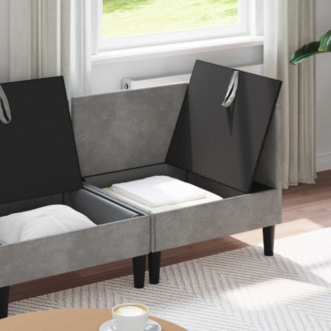 VidaXL Zestaw mebli do salonu z poduszką 4 pcs jasnoszary Welur