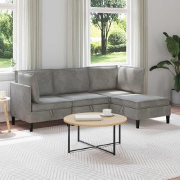 VidaXL Zestaw mebli do salonu z poduszką 4 pcs jasnoszary Welur