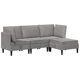 VidaXL Zestaw mebli do salonu z poduszką 4 pcs jasnoszary Welur