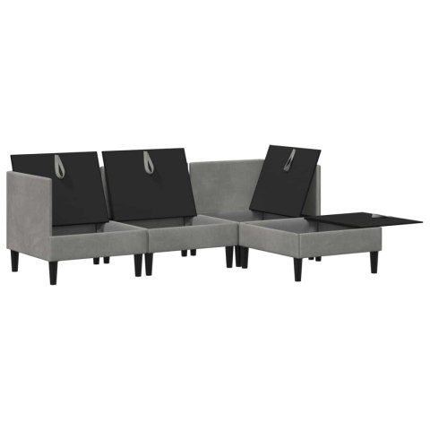 VidaXL Zestaw mebli do salonu z poduszką 4 pcs jasnoszary Welur