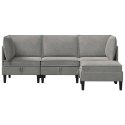 VidaXL Zestaw mebli do salonu z poduszką 4 pcs jasnoszary Welur