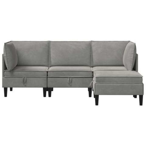 VidaXL Zestaw mebli do salonu z poduszką 4 pcs jasnoszary Welur