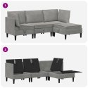 VidaXL Zestaw mebli do salonu z poduszką 4 pcs jasnoszary Welur