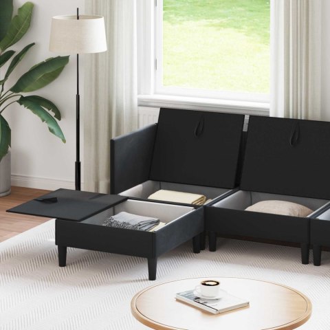 VidaXL Zestaw mebli do salonu z poduszką 5 pcs Czarny Welur