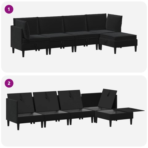 VidaXL Zestaw mebli do salonu z poduszką 5 pcs Czarny Welur