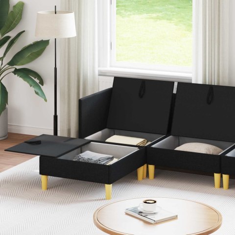 MODULARNY ZESTAW SOFY Z PRZECHOWALNIĄ 5 SZT. CZARNY TKANINA