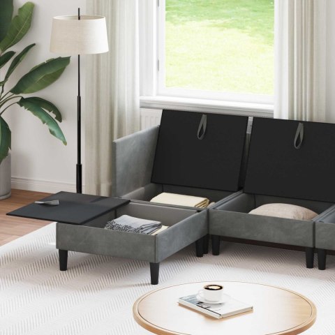 VidaXL Zestaw mebli do salonu z poduszką 5 pcs ciemnoszary Welur