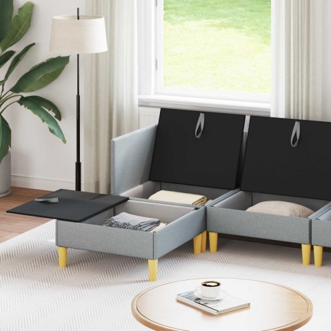 MODULARNY ZESTAW SOFY Z PRZECHOWALNIĄ 5 SZT. JASNOSZARY TKANINA