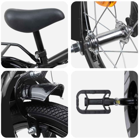 VidaXL Rower Dziecięcy 16 Cali dla dzieci w wieku 4-6 lat Czarny