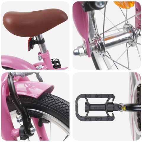 VidaXL Rower Dziecięcy 14 Cali dla dzieci w wieku 3-5 lat Jasny róż