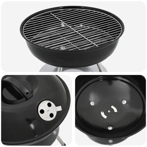 VidaXL Grill węglowy Czarny 36,5 x 36,5 x 40 cm
