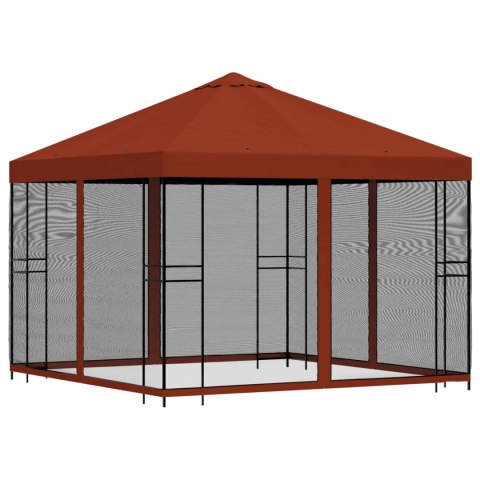 VidaXL Altana ogrodowa ze ścianami bocznymi 3 x 3 m terakota