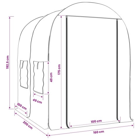VidaXL Szklarnia z ramą 160 x 200 x 192,5 cm PVC przezroczysty