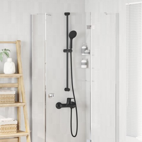 VidaXL Zestaw Główicy Prysznicowej Czarny 150 cm Stal nierdzewna